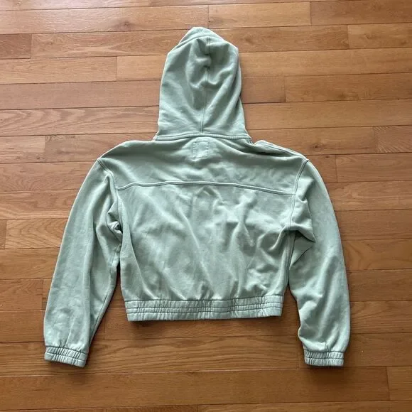 NWT Aerie Cropped Full Zip Light Green Hoodie Women’s Size M - Picture 3 of 10